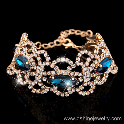New Design Crystal Diamond Bracelet Adjustable Flower Bangle